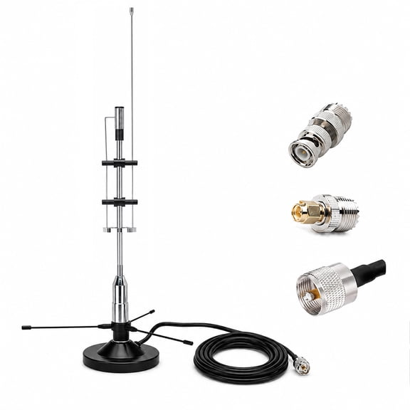 Wideband Scanner Antenna Kit 25-3000MHz, Magnetic Base Antenna with 5m Cable, BNC and SMA Adapters