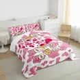 thumbnail image 3 of Homewish Milk Cow Print Queen Comforter Set,Chic Cowgirl Hat Bedding Sets,Pink White Bedding Comforter Set For Girls Teens,Breathable Home Decor,3 Pieces, 3 of 8