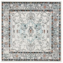 SAFAVIEH Tulum Mattie Oriental Area Rug, Ivory Grey/Blue Rust, 6'7" x 6'7" Square