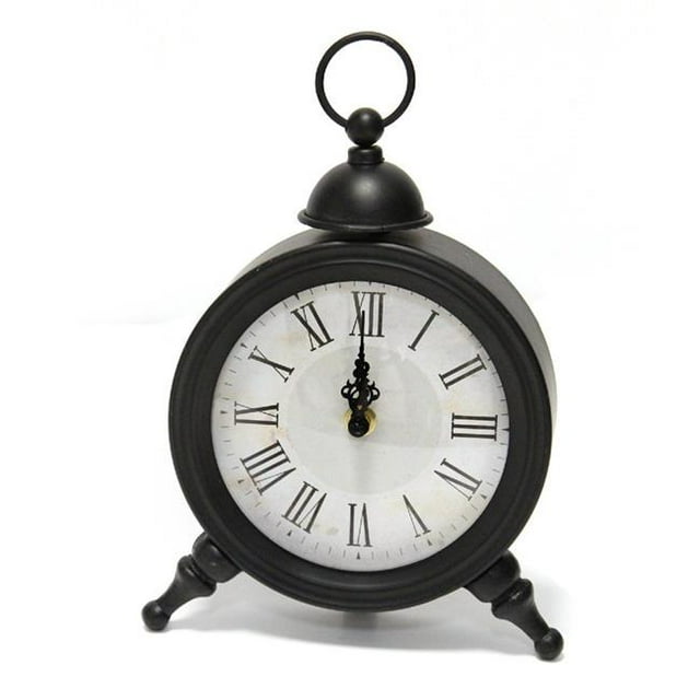 6.25" X 3.5" X 10" Black Metal Plastic Table Clock