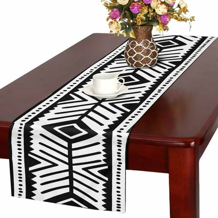 Mkhert Black And White Seamless Ethnic Background Table Runner For