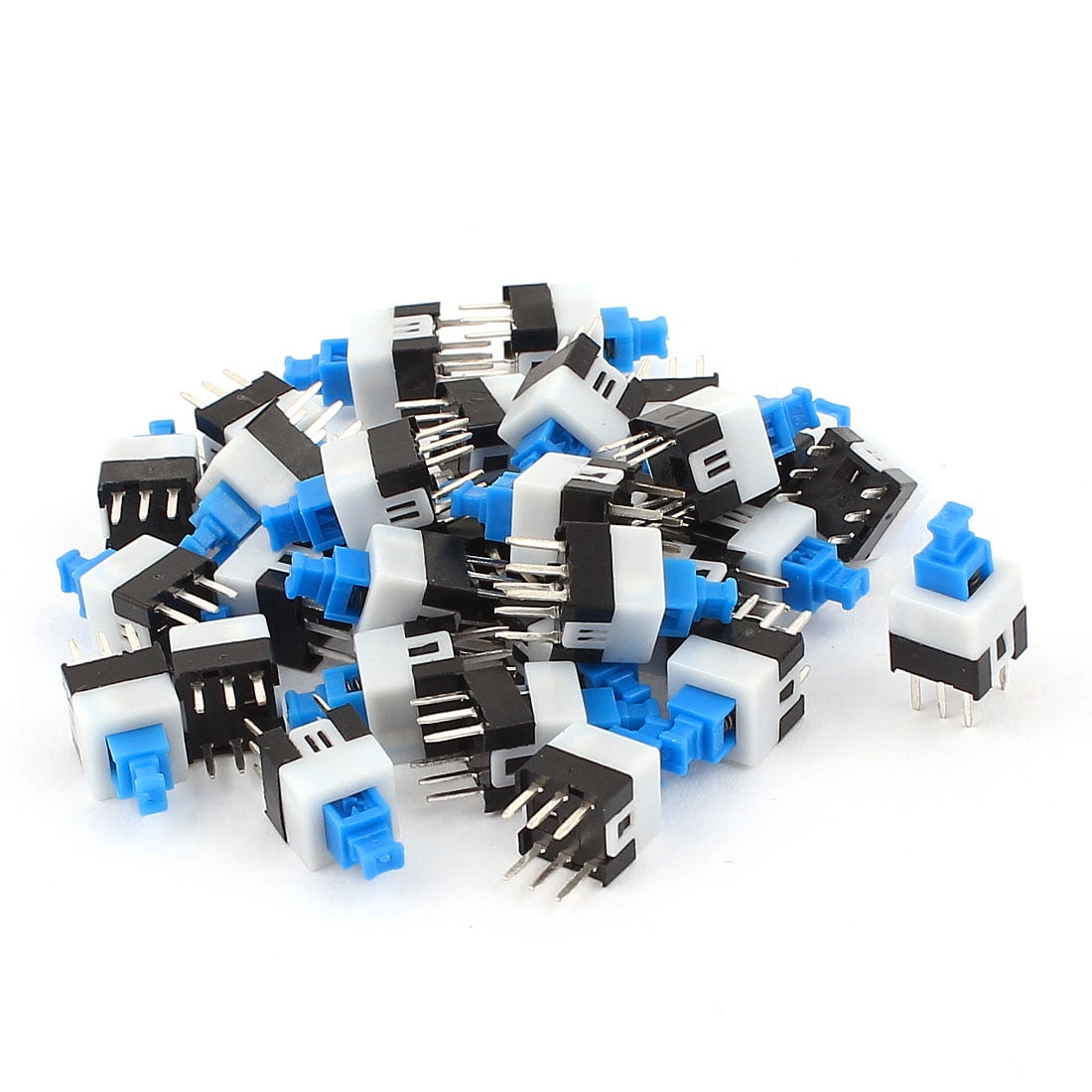 50PCS Push Button Self Latching Momentary Tactile Switch 7x7mm Blue Button 6-Pin 