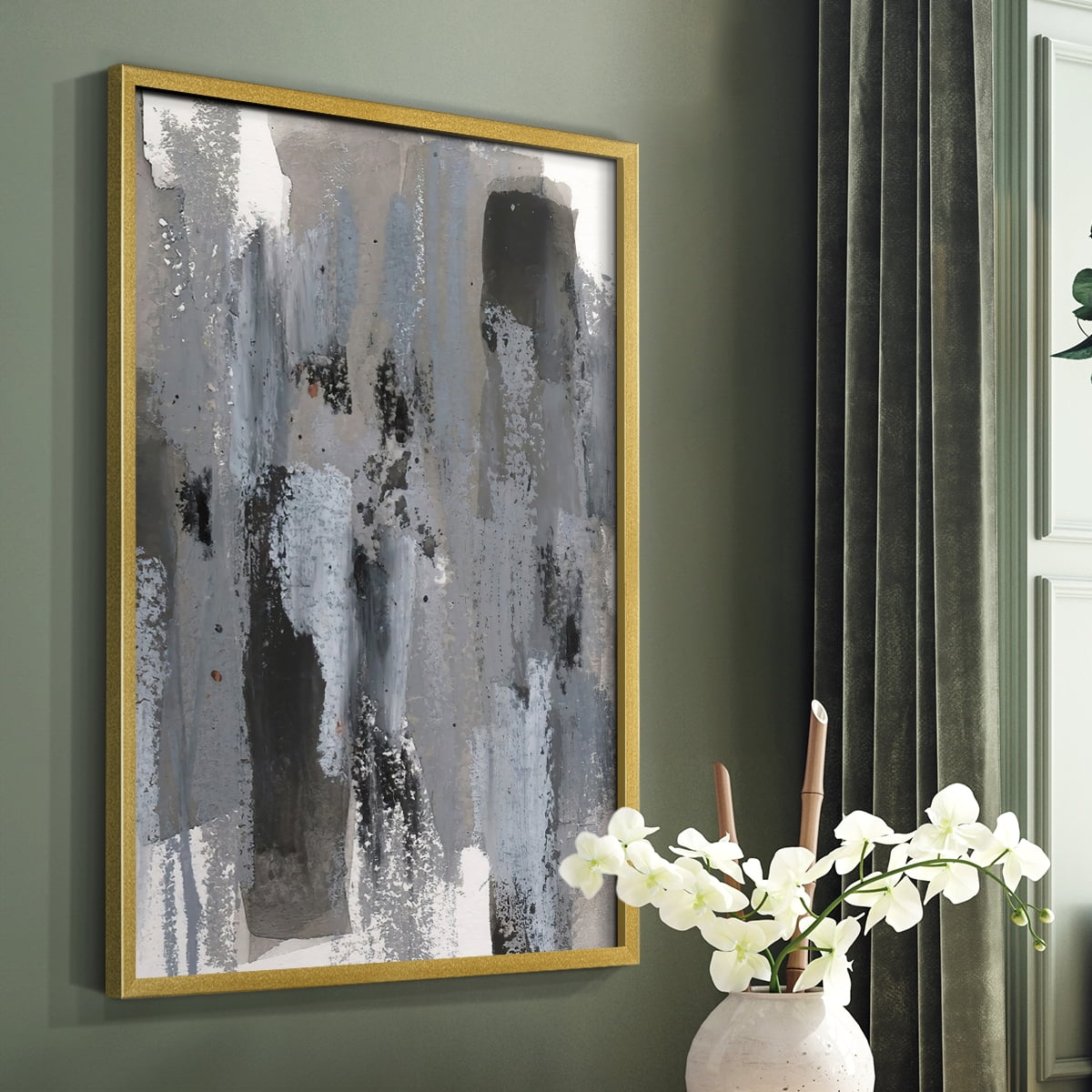 Loft Pastel IV Framed Print in Gold Solid Wood Framed Print No Nail Hanging
