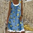 thumbnail image 2 of IROINNID Women's Sleeveless Fit&Flare Dress Round Neckline Casual Floral Fake Two-Piece Dress Regular Print Dress, 2 of 5