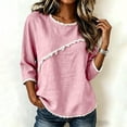 thumbnail image 5 of Jinhomg Ladies 3/4 Sleeve Blouses Cotton Blend Tops with Frayed Edge Lightweight Business Casual Summer Outfits for Women 2026 Pink,M, 5 of 9