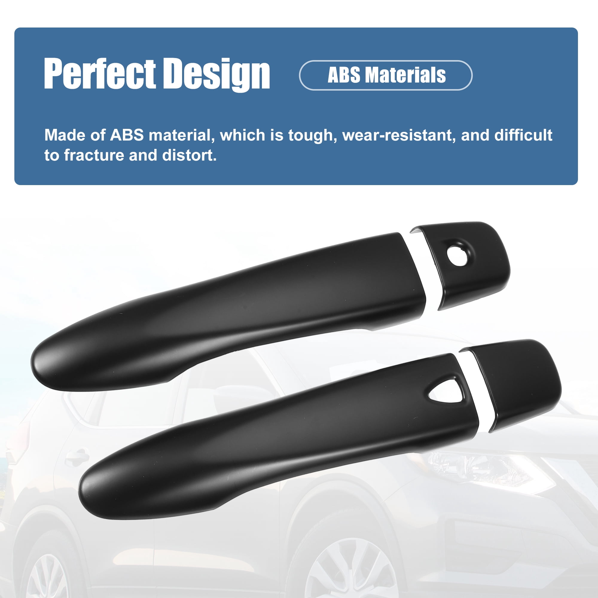 Unique Bargains Automotive Door Handle Cover Trim for Nissan Rogue 2014-2019 Matte Black