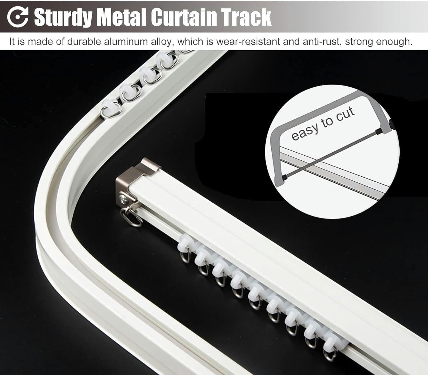 GXCZ Curtain Rods For Windows Wall/ceiling Mounted Curved Curtain Rod, Aluminium Curtain Track For Bathtub Bay Window(Ceiling Mount,300cm/9.8ft)