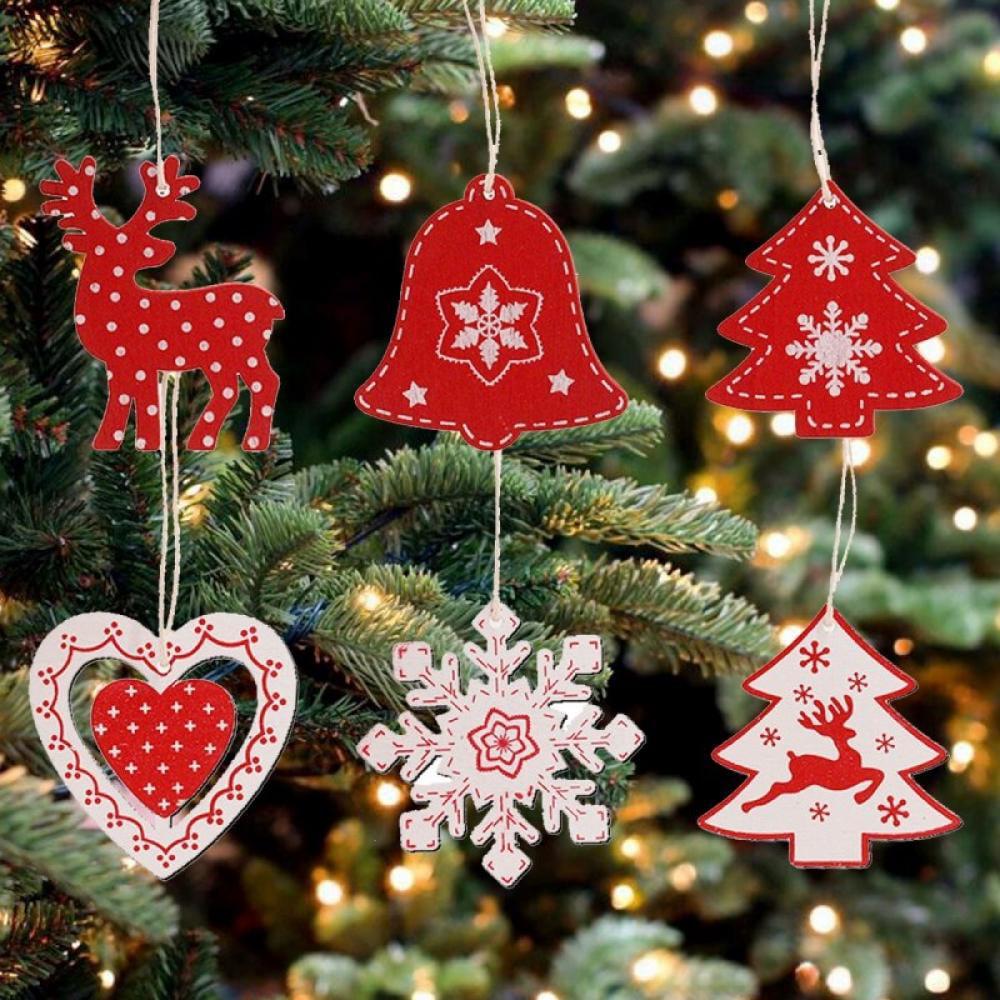 3/10pcs Christmas Tree Wood Chip Ornaments Hanging Pendant Crafts Decoration DIY 