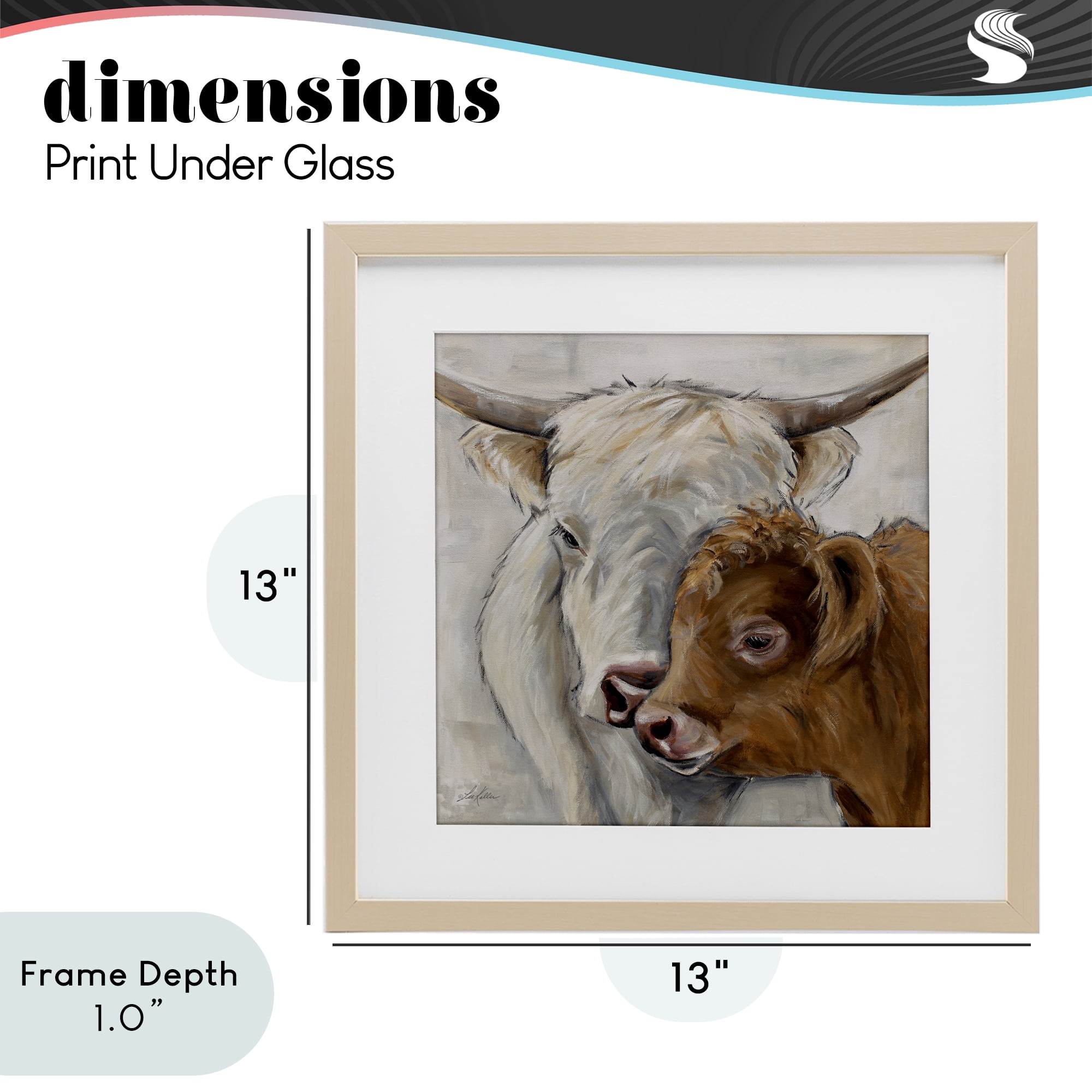 Stupell Industries Highland Cow & Calf Contrasts Birch Framed Print Under Glass, design by Lee Keller