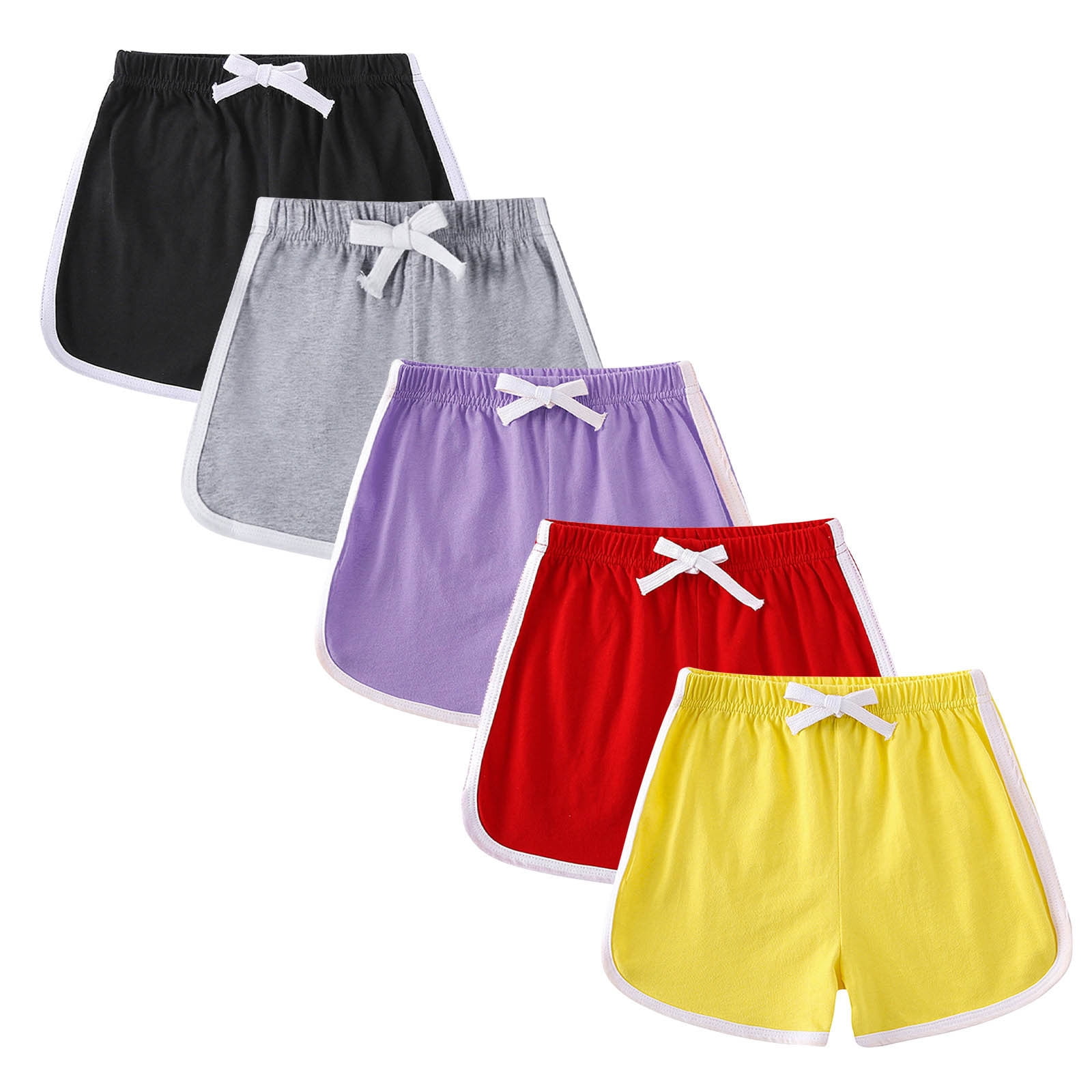 XMMSWDLA Kids Clothing Sets Girls Boys 5 Pack Running Athletic Cotton Shorts, Kids Baby Workout and Fashion Summer Beach Sports Multicolor Baby Clothing Sets 0-24 Months