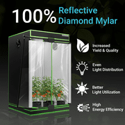 ALPHAGROW 4 x 4 ft Grow Tent Kit with Twin Doors, 4 in Inline Fan, Carbon Filter and Black Ducting