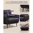 thumbnail image 3 of LAZZO Tufted Leather Accent Chair, Mid-Century Modern Upholstered Armchair for Living Room and Bedroom, Black, 3 of 8