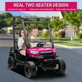 thumbnail image 4 of 24V 2 Seater Kids Ride on Car, 4WD Golf Cart with Parent Remote Control, 4x4 Motors Ride on Truck with Roof, Toddler Electric Vehicle with Storage Box, Foot Pedal, Music Player, Lights, Rose Pink, 4 of 9