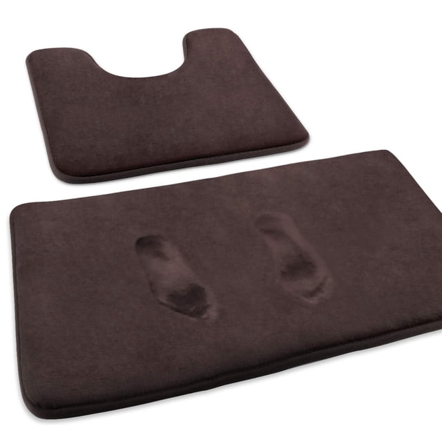 Juego de alfombras de baño FEELSO de espuma viscoelástica de 2 piezas, color marrón