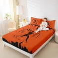 thumbnail image 4 of Homewish Teens Baseball Print Full Size Sheets, Orange Black Abstract Bed Sheets, Cartoon Sports Theme Sheet Sets, Luxury Bedroom Decor, 4pcs, 4 of 7