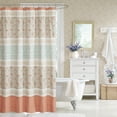 thumbnail image 2 of Home Essence Stella Cotton Pintucked Detailing Shower Curtain, Orange, 2 of 2