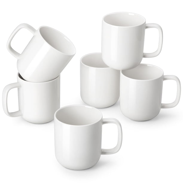 Juego de tazas de café vancasso de porcelana, 480 ml, cerámica blanca, 6 piezas