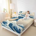 thumbnail image 5 of Feelyou Kawaii Wildlife Bear Twin Sheet Sets, Japaese Ocean Waves Twin Fitted Sheet, Teens Kids Boys Girls Flat Sheet, Microfiber Bedroom Decor, 3pcs, 5 of 8
