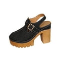 thumbnail image 3 of Women's Block Heel Clogs Closed Toe Perforated Design Casual Spring/Summer Shoes with Chunky Platform Heel Adjustable Buckle Strap Non Slip Comfortable Sandals for Women, 3 of 10