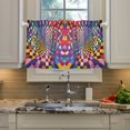 thumbnail image 2 of Yayeee Kitchen Curtains Tier Pair Light Filtering 27"x36" Rod Pocket Short Cafe Window Panel, Colorful Wavy Plaid, 2 of 7