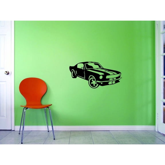 Custom Decals Muscle Car Wall Art Size: 14 X 28 Inches Color: Black