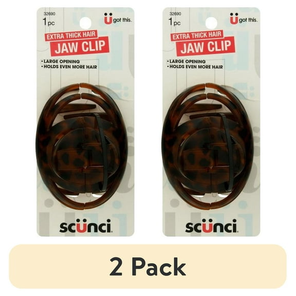 (2 pack) Scunci No Slip Grip Large Jaw Clip For Extra Thick Hair, 1 CT
