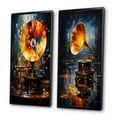 thumbnail image 3 of Designart "modern Phonograph Fusion II" Phonographes Art Mural Encadré Ensemble de 2 - Cadre de Mode Multicolore Ensemble de Galerie pour Décoration de Bureau, 3 of 6