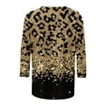 thumbnail image 5 of Homenesgenics Womens Tops under $5 Women's Fashion Printed T-shirt 3/4 Sleeves Blouse Round Neck Casual Tops Gold S, 5 of 5