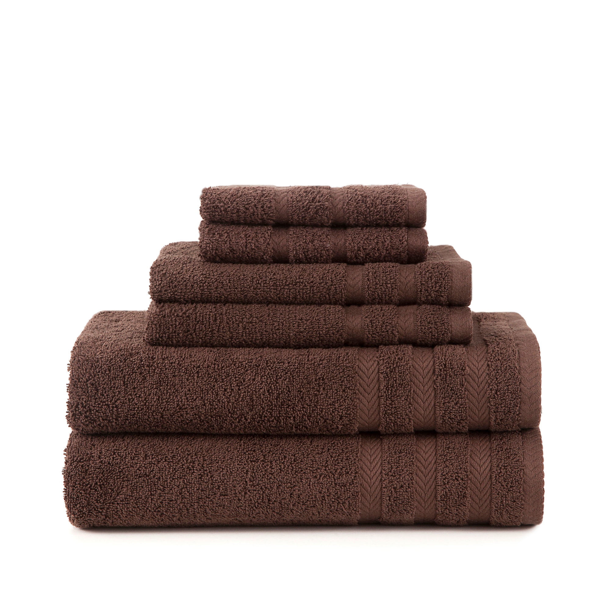 Egyptian Cotton With Dryfast 6 Piece Dark Brown Towel Set - Walmart.com