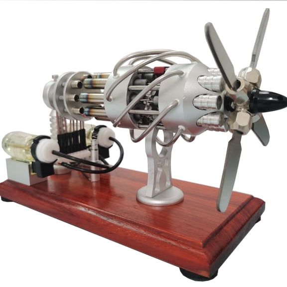 16-Cylinder Swash Plate Hot Air Stirling Engine Model Kit – Desktop Mechanical Engine for Adult Physics Demonstration