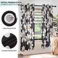 thumbnail image 5 of White Daisies Black Background Semi Sheer Curtains for Living Room Bedroom Set of 2 Insulated Window Drapes, 5 of 6