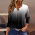 thumbnail image 5 of JULMCOMO Women's Summer Tops Button Up V-Neck Shirt 3/4 Sleeve Fashion T-Shirts Gradient Print Casual Dressy Tops Tunic, 5 of 5