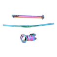 thumbnail image 2 of Juego de manillar de bicicleta de 3 paquetes, manillar de bicicleta de montaña de 7  degree de aleación de aluminio colorido Plano 60 Vástago 272 Tubo kusrkot  Manillar de bicicleta, 2 of 8