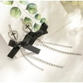 thumbnail image 4 of Clip on 4 3/4" silver & black cross earrings w/dangle clear stones & chain, 4 of 4
