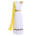 thumbnail image 4 of Hansber Women Ancient Greek Princess Roman Toga Dress One Shoulder Full Length Praise Dance Tunic Dress Yellow XL, 4 of 7