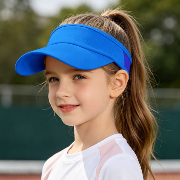 Kids Sun Hat For Outdoor Sports Breathable Visor Cap Adjustable Headband Boys Girls UPF Lightweight Quick-Dry Summer Beach Camping Fishing TravelBlueOne Size