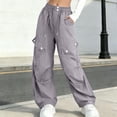 thumbnail image 5 of Xyant Parachute Pants for Girls Cargo Jogger Pants Wide Leg Streetwear Kid Teen Jogger Trousers with Pockets 5-16 Years (Purple,11-12 Years), 5 of 6