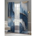 thumbnail image 4 of Abstract Art Sheer Curtains 84 Inches Long 2 Panels Simple Style Blue Gold Gradient Collage Art Light Filtering Semi Sheer Window Curtains Drapes for Bedroom Living Room 52"x84", 4 of 7