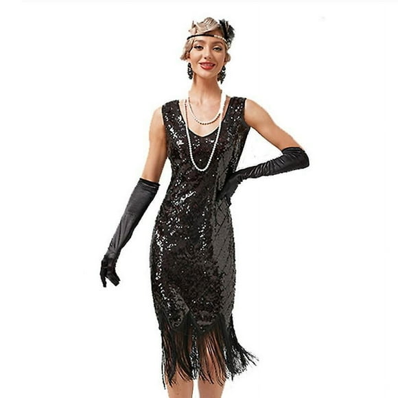 Les Rugissantes Annees 20 1920s Robe de Cocktail - Bebetter Vintage Robe Clapet, Bal Masque Robe de Bal Gatsby le Magnifique, Charleston Femme Paillet High quality