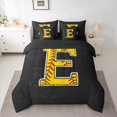 thumbnail image 3 of Feelyou Cartoon Baseball Print Twin Bedding Sets 7-Piece, Monogrammed E Bedding Comforter Set, Black Gold Stripes Abstract Reversible Sheet Sets, Lightweight Room Decor, 3 of 8
