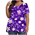 thumbnail image 1 of Pisexur Hauts pour Femmes, Hauts d'Été pour Femmes, Hauts Grande Taille pour Femmes, Hauts pour Dames Mode Été Aguichant Imprimé Manches Courtes Col Rond Multicolore, 2TG, 1 of 7