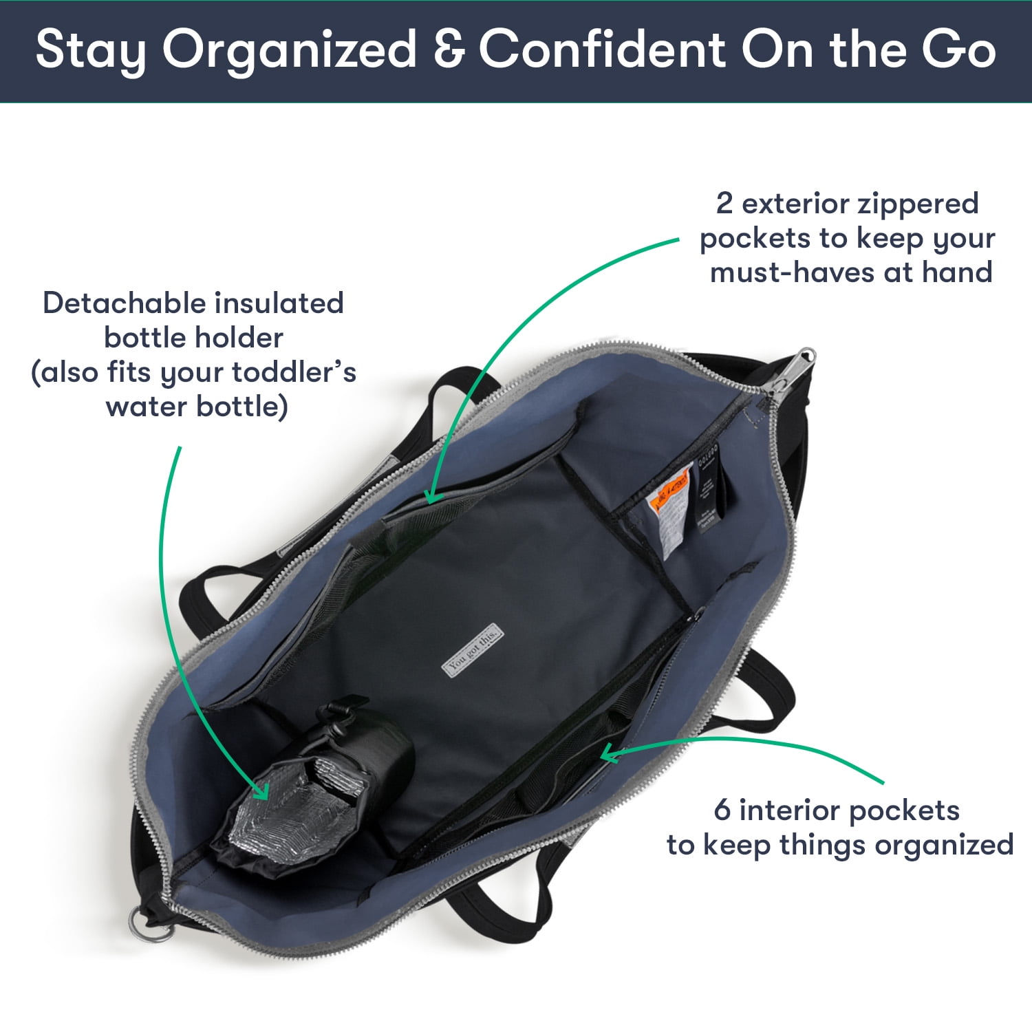 Colugo The Diaper Tote, Baby Diaper Tote Bag, Black