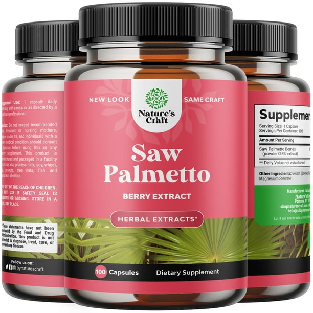 Saw Palmetto 500mg for Women 100ct Capsules Nature's Craft Pure Saw
