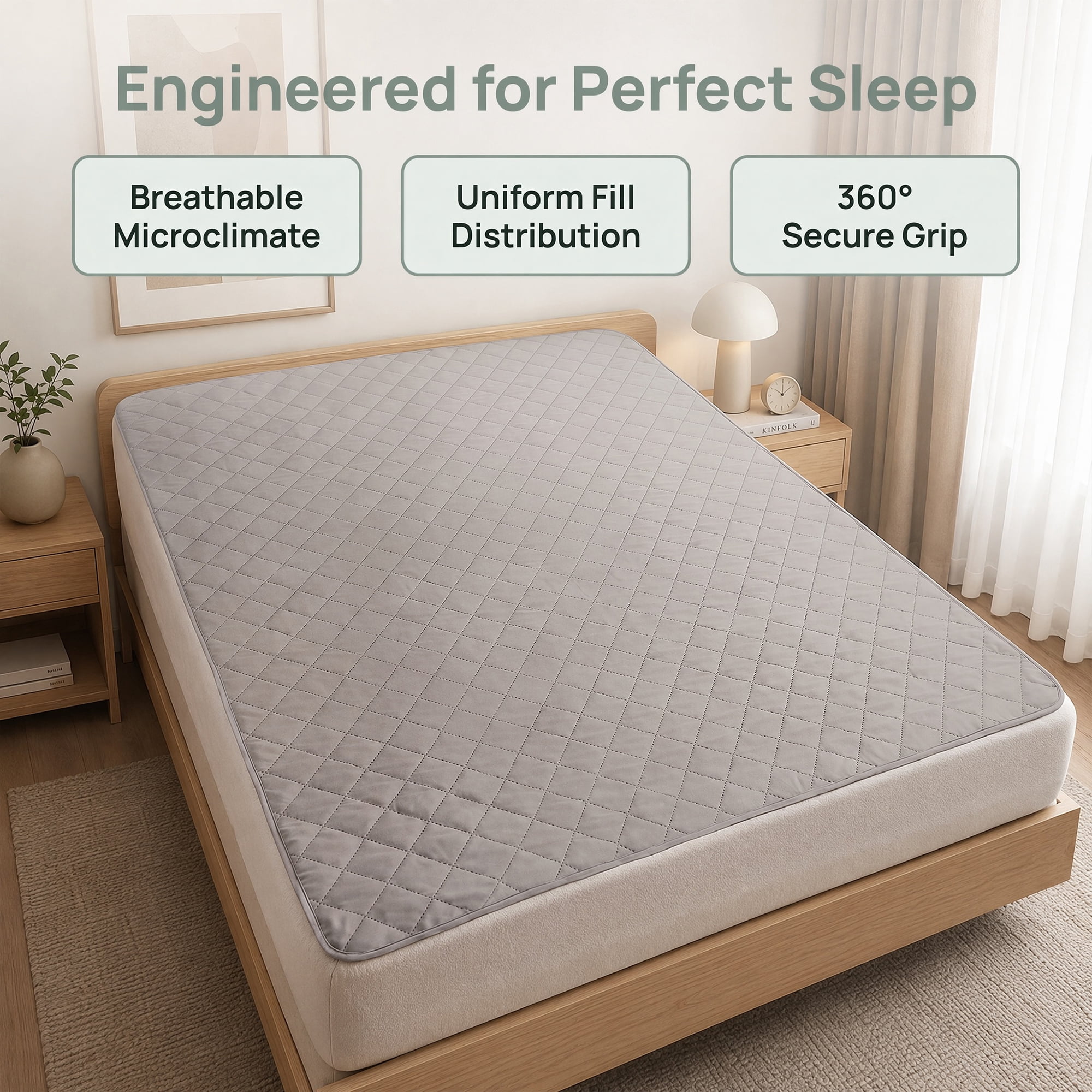 Unique Bargains Microfiber Bed Mattress Protector Textured Bedding Light Gray 54"x75"