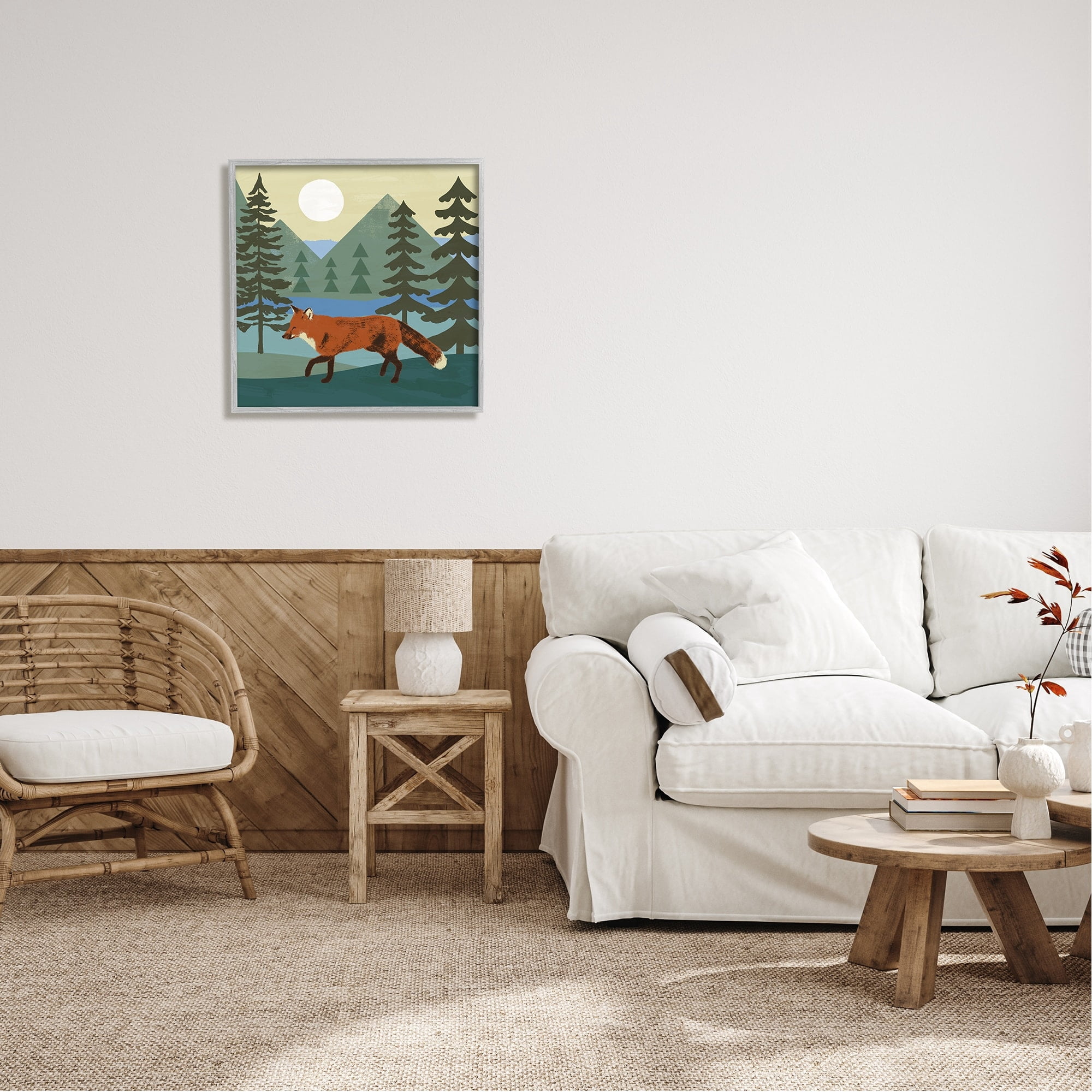 Stupell Industries Red Fox Running Forest Distant Mountains Sunset, 24 x 24, Design by Victoria Barnes
