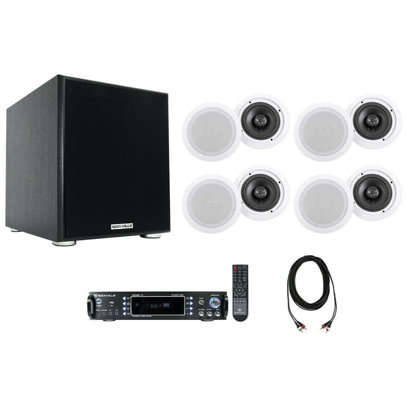 Rockville Home Theater Audio System w/Amplifier 8) 6.5" Ceiling Speakers 10" Sub