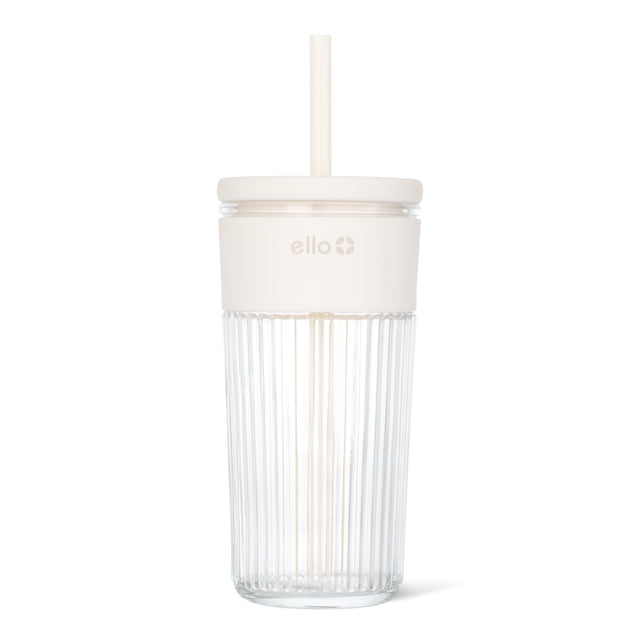 Ello Ava 18oz Glass Tumbler - Cream