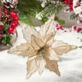 thumbnail image 5 of Large Glitter Christmas Flowers, Artificial Velvet Cloth Christmas Tree Flower Ornaments Fold Floral for Christmas New Year Party Wedding Decorations (Champagne), 5 of 9