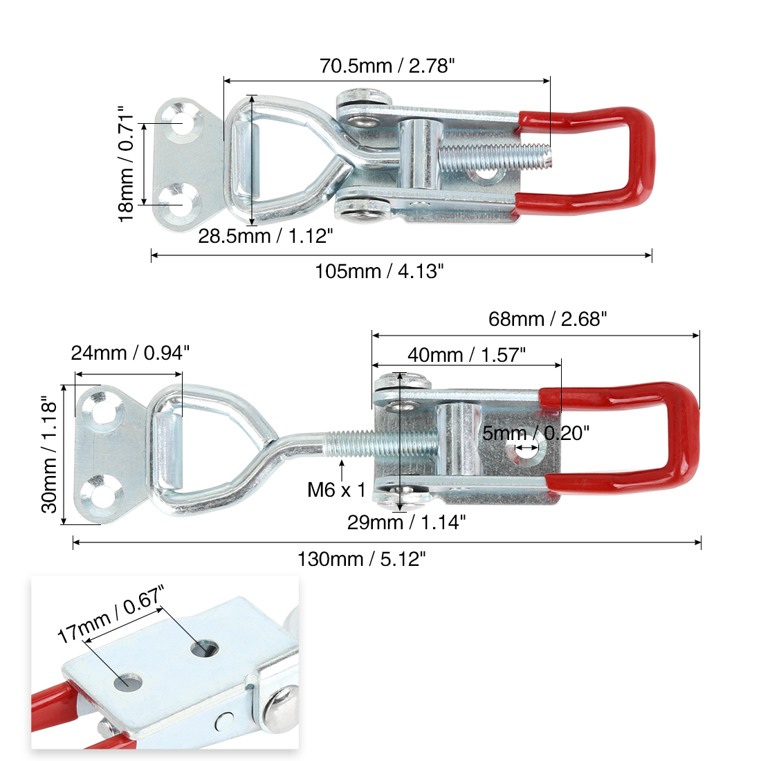 6pcs Car Adjustable Handle Toggle Clamp Latch Hasp without Hole 180Kg