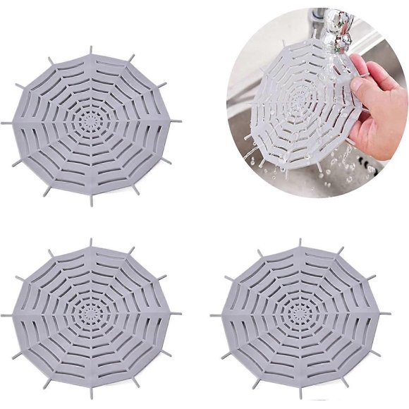Drain Hair Catcher, Shower Stall Drain Protector, Silicone Hair Stopper Shower Drain Covers Easy to Install and Clean (3pcs)